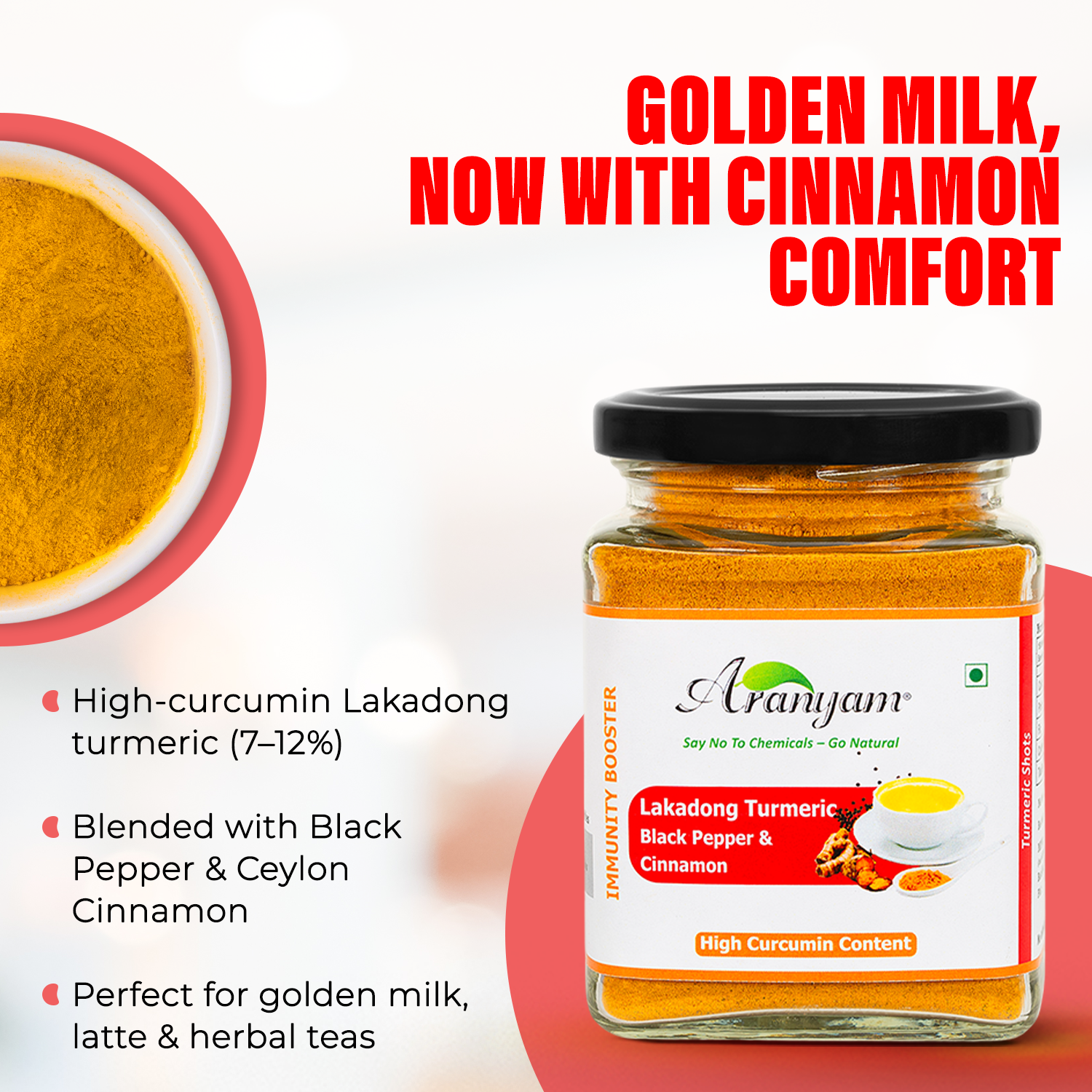 Lakadong Turmeric Drink Mix with Black Pepper & Cinnamon