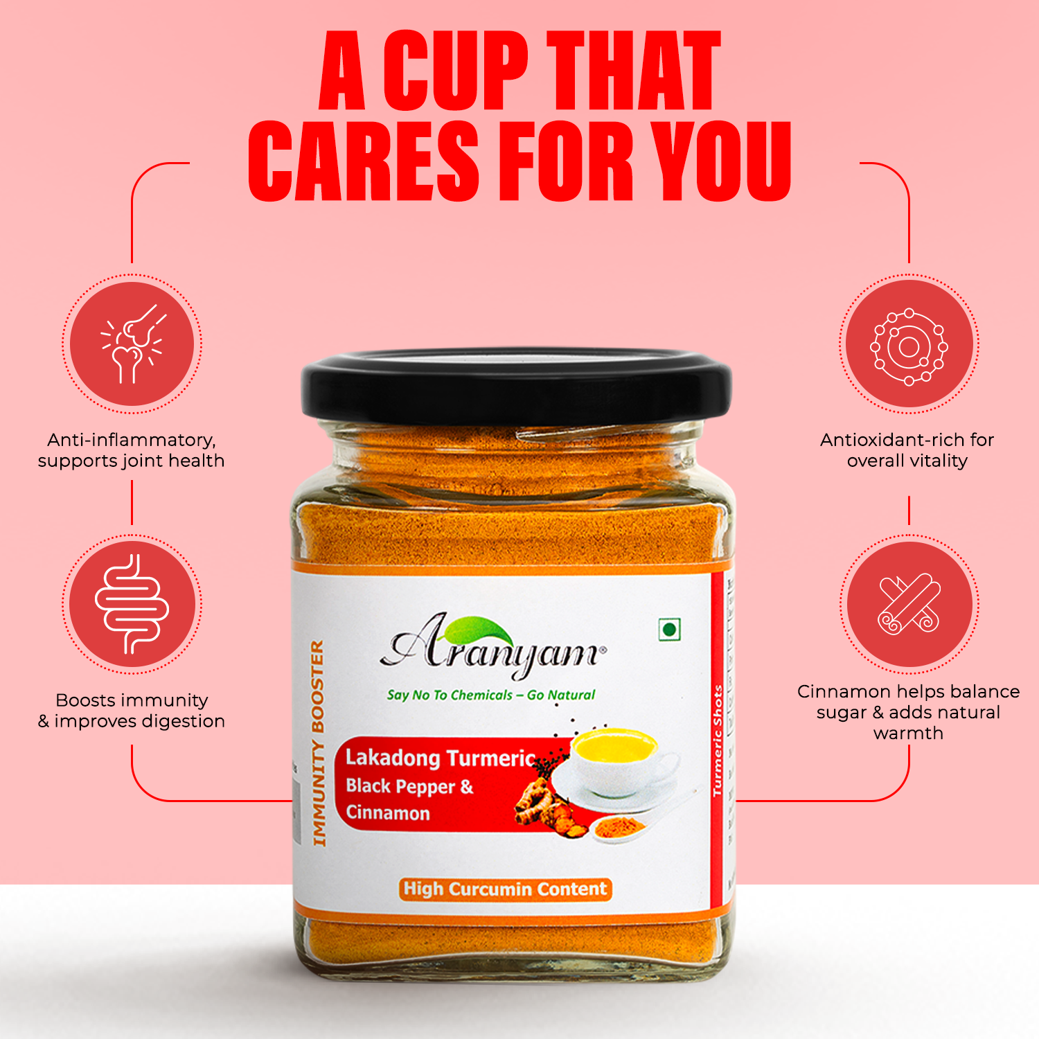 Lakadong Turmeric Drink Mix with Black Pepper & Cinnamon