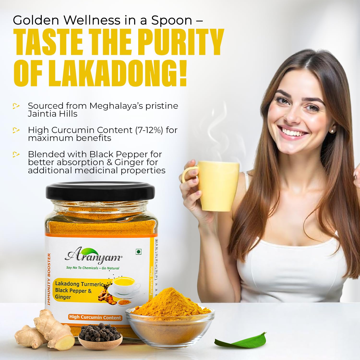 Lakadong Turmeric Drink Mix with Black Pepper & Ginger